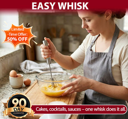 🥚 50% dto. Batidor manual de presión – mezcla rápida y uniforme sin electricidad, cables ni baterías. ¡Presiona, gira y mezcla huevos, masas y bebidas fácilmente! ✨🍳