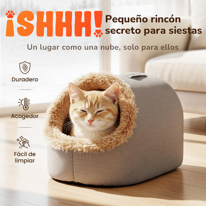 Cama de Cueva Cálida para Mascotas en Invierno