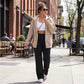 Pantalones casuales de mujer de cintura alta y pierna ancha - Tejido Elástico Cómodo + Bolsillos Prácticos - Ideal para Trabajo, Paseos y Casa! ✨