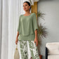💃✨Conjunto de dos piezas para mujer: Pantalón estampado & top con escote redondo.