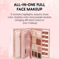 💄 50% dto. Paleta de maquillaje 5 en 1 tipo libro – 24 sombras, colorete, iluminador, contorno, pomada de cejas y labial. ¡Crea un look completo con una sola paleta! ✨📖