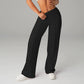 Pantalones casuales de mujer de cintura alta y pierna ancha - Tejido Elástico Cómodo + Bolsillos Prácticos - Ideal para Trabajo, Paseos y Casa! ✨