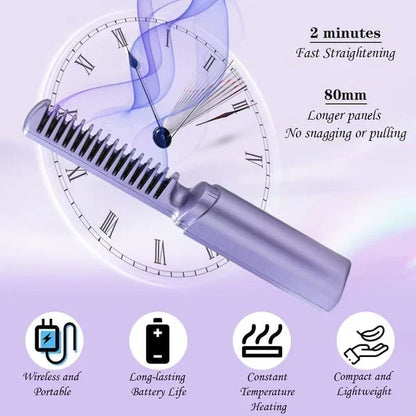 ⏳ 50% dto. Peine alisador inalámbrico recargable – 3 niveles de calor, diseño compacto y recargable Type-C. ¡Retoques rápidos en cualquier lugar, 1500 mAh! ✨🔋