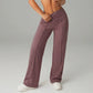Pantalones casuales de mujer de cintura alta y pierna ancha - Tejido Elástico Cómodo + Bolsillos Prácticos - Ideal para Trabajo, Paseos y Casa! ✨