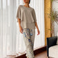 💃✨Conjunto de dos piezas para mujer: Pantalón estampado & top con escote redondo.
