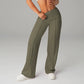 Pantalones casuales de mujer de cintura alta y pierna ancha - Tejido Elástico Cómodo + Bolsillos Prácticos - Ideal para Trabajo, Paseos y Casa! ✨