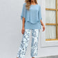 💃✨Conjunto de dos piezas para mujer: Pantalón estampado & top con escote redondo.