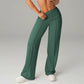 Pantalones casuales de mujer de cintura alta y pierna ancha - Tejido Elástico Cómodo + Bolsillos Prácticos - Ideal para Trabajo, Paseos y Casa! ✨