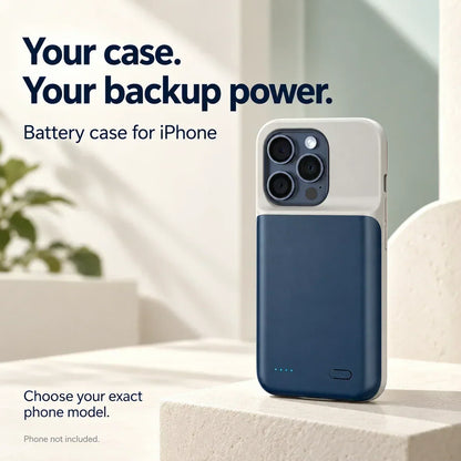 📱 50% dto. Funda con batería integrada para iPhone – 6800/7000 mAh según modelo, 4 LED indicadores y diseño ergonómico. ¡Lleva energía extra siempre contigo, en negro, azul o blanco! ✨🔋