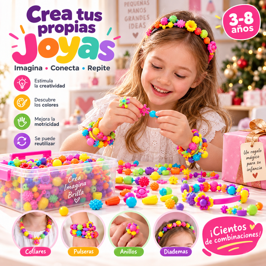 💍 50% dto. Set de cuentas snap-pop para niños – crea collares, pulseras y anillos con cientos de combinaciones. ¡Desarrolla creatividad y coordinación! ✨🎁