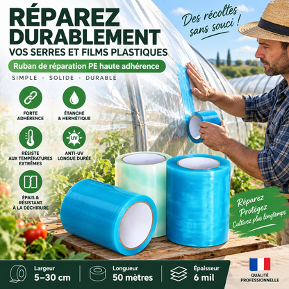 🌱 50% dto. Cinta adhesiva para invernadero – 164ft de largo, resistente al agua y a temperaturas extremas. Repara film y cristales sin fugas! ✨🛡️