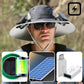 🔥Un poco más caro pero mejor/Sombrero de Pesca de Ala Ancha con Ventilador de Energía Solar & Carga USB