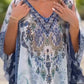 Vestido asimétrico suelto de mujer con cuello en V