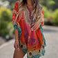 Vestido asimétrico suelto de mujer con cuello en V