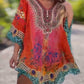 Vestido asimétrico suelto de mujer con cuello en V