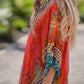 Vestido asimétrico suelto de mujer con cuello en V