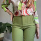 🌿Conjunto de dos piezas para mujer: camisa estampada con botones y pantalones.