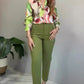 🌿Conjunto de dos piezas para mujer: camisa estampada con botones y pantalones.