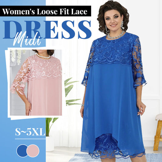 🌸Summer Hot Sale 40%OFF🌸Women's Loose Fit Lace Midi Dress
