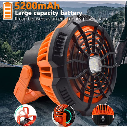 Ventilador portátil de camping con linterna LED