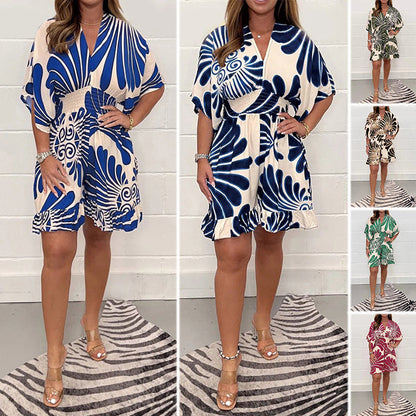 Mono corto casual para mujer con estampado de plantas