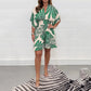 Mono corto casual para mujer con estampado de plantas