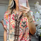 Conjunto de 2 piezas de top estampado y pantalones de pierna ancha para mujer