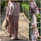 Blusa Sólido y Pantalones Anchos con Flores (Conjunto de 2 Piezas)