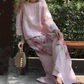 Blusa Sólido y Pantalones Anchos con Flores (Conjunto de 2 Piezas)
