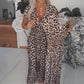 Vestido con estampado de leopardo con cuello en V para mujer