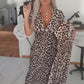 Vestido con estampado de leopardo con cuello en V para mujer