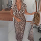 Vestido con estampado de leopardo con cuello en V para mujer