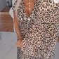 Vestido con estampado de leopardo con cuello en V para mujer