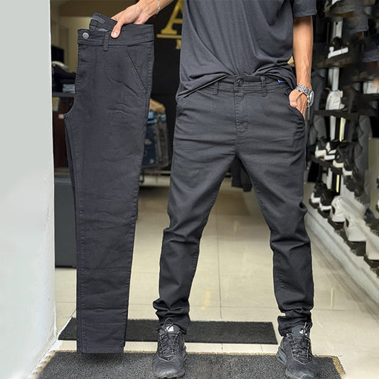 Pantalones casuales de color sólido de corte ajustado para hombre