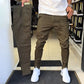 Pantalones casuales de color sólido de corte ajustado para hombre