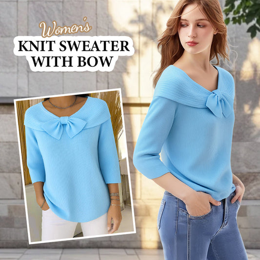 Jersey de punto para mujer con lazo