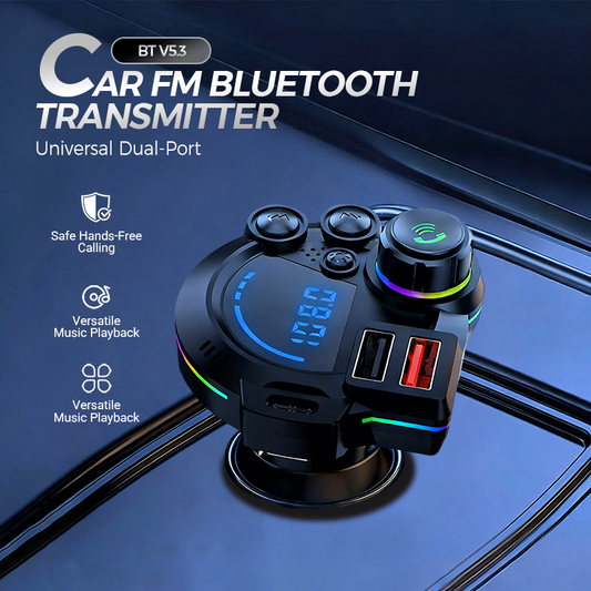 🚗 50% dto. Transmisor Bluetooth FM para coche 5.3 con doble puerto QC3.0 + PD20W – llamadas manos libres, TF/U hasta 32 GB. ¡Carga rápida y audio estable! ✨🔌