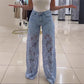 📢📢¡Gran liquidación ahora!⏰ Jeans de mezclilla con encaje y patchwork a la moda