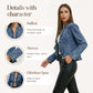 🧥 ¡50% DE DESCUENTO AHORA! 🌸 Chaqueta vaquera de mujer con volantes y frente abierto – Ligera y femenina – Versátil y elegante 👗