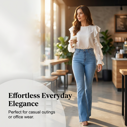 👖 ¡50% DE DESCUENTO! 💙 Jeans elásticos acampanados de talle alto para mujer: ajuste cómodo, estilo retro y tejido elástico 🌸