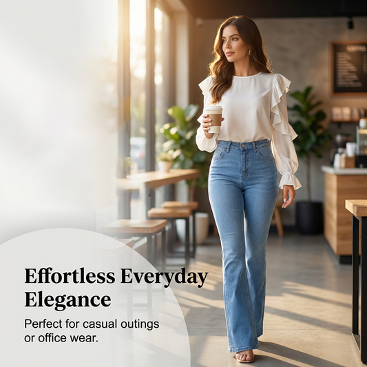 👖 ¡50% DE DESCUENTO! 💙 Jeans elásticos acampanados de talle alto para mujer: ajuste cómodo, estilo retro y tejido elástico 🌸