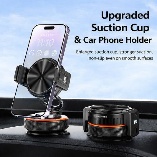 📱 50% dto. Soporte de móvil para coche con succión al vacío y atracción magnética de 20N – brazo telescópico y giro 360°. ¡Fijación estable y plegable! ✨🚗
