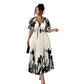🌺👗 Vestido Midi con Escote V y Estampado Botánico – Moderno y Femenino 💖