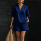 👚💃 Conjunto de dos piezas con cuello en V para mujer, estilo cómodo e informal.