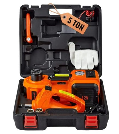 🔧 50% dto. Kit de gato hidráulico 12 en 1 – 5 toneladas, eléctrico, llave de impacto y bomba. Cambia neumáticos rápido y seguro! 🚗⚡