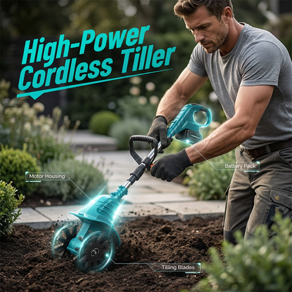 🧑‍🌾 ¡OFERTA POR TIEMPO LIMITADO 50% DE DESCUENTO! 🌱 Tiller y Cultivador Eléctrico Inalámbrico para Jardín – 21V, Profundidad 25 cm, Sin Cables y Alta Potencia ✨