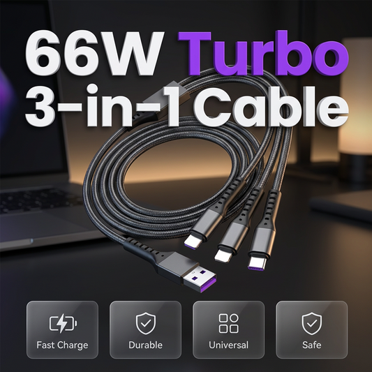 Cable de carga rápida 3 en 1 de 66W