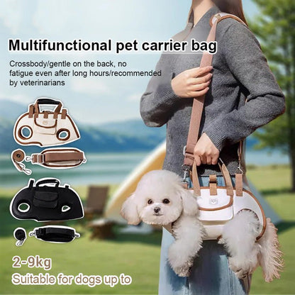 🐾 50% dto. Bolso portamascotas 2 en 1 – bandolera, hombro o mano, correa acolchada con bolsillo lateral y tejido transpirable. ¡Ideal para perros y gatos pequeños! ✨👜