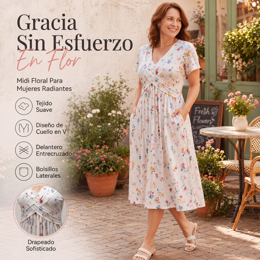 🌸 50% dto. Vestido con cuello en V – estampado floral, cintura torcida, favorece tu silueta. Elegancia y comodidad todo el día! 👗✨