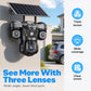 📹 50% dto. Cámara de seguridad solar de triple lente – cobertura 360°, inalámbrica y resistente a la intemperie. Vigilancia nítida día y noche! ☀️🏠